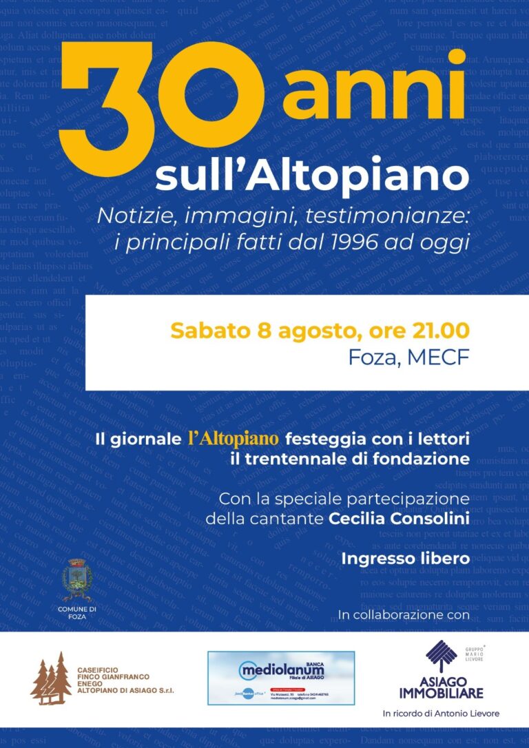 locandina serata 30 anni sull'Altopiano